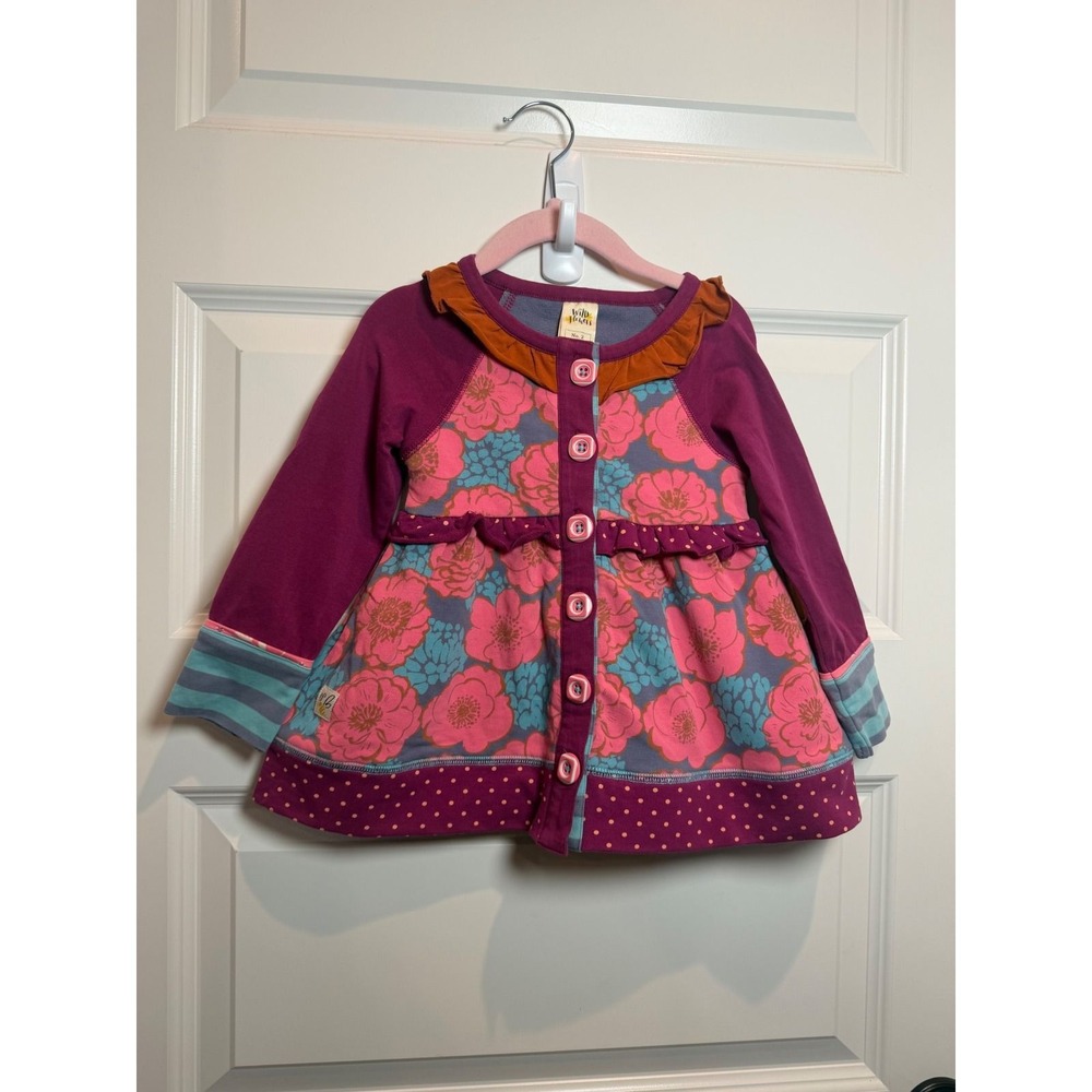 65. Wildflowers Clothing Girls Size 2 Floral Polka Dot Ruffle Cardigan